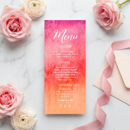 Menu Cardápio de Casamento Rosa Quente e Laranja em Aqu