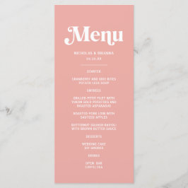 Menu Cardápio de Casamento Rosa Simples