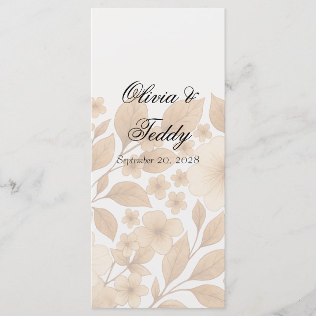 Menu Cardápio de Casamento Rustic Romance (Frente)