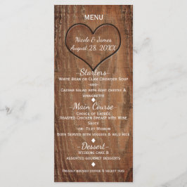 Menu Cardápio de Casamento Rústico Árvore de Madeira Ta