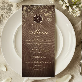Menu Cardápio de Casamento Rústico de Madeira no Campo