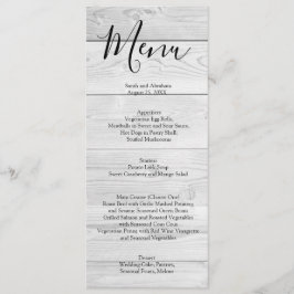 Menu Cardápio de casamento rústico em madeira branca Ch