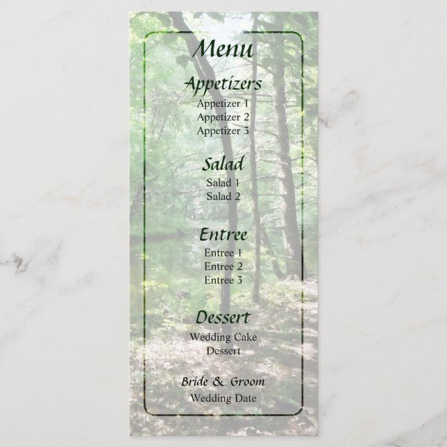 Menu Cardápio de Casamento Shady Woods (Frente)