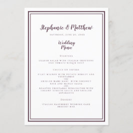 Menu Cardápio de Casamento Simples com Moldura Roxa Mod