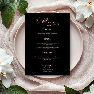 Menu Cardápio de Casamento Simples Elegante Dourado Ros