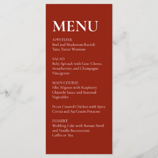 Menu Cardápio de casamento simples, elegante e moderno 