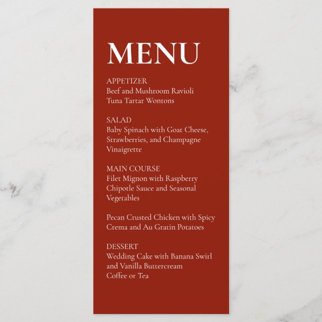 Menu Cardápio de casamento simples, elegante e moderno  (Frente)