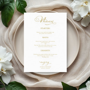 Menu Cardápio de Casamento Simples Elegante Letra Doura
