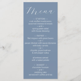 Menu Cardápio de Casamento Simples Minimalista Azul Emp