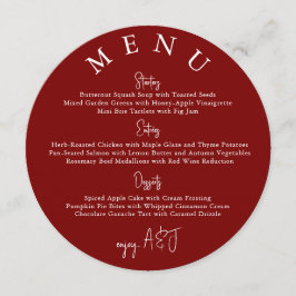 Menu Cardápio de Casamento Simples Moderno Círculo Verm