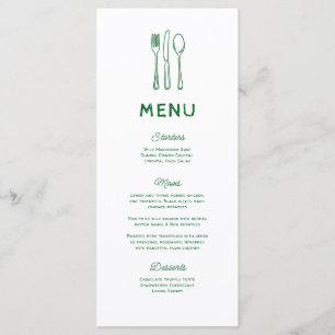 Menu Cardápio de Casamento Talheres Desenho Caprichoso