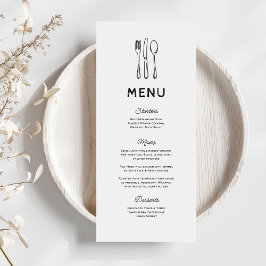 Menu Cardápio de Casamento Talheres Desenho Caprichoso