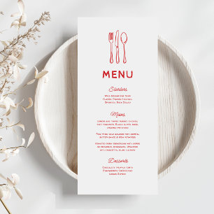 Menu Cardápio de Casamento Talheres Desenho Caprichoso