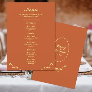 Menu Cardápio de Casamento Terracotta Rose