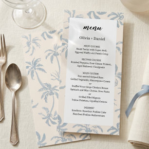 Menu Cardápio de casamento tropical costeiro em azul po