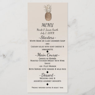 Menu Cardápio de Casamento Tropical Havaiano de Abacaxi