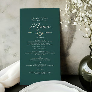 Menu Cardápio de Casamento Verde Esmeralda Dourado