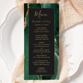 Menu Cardápio de Casamento Verde Esmeralda Dourado Escu