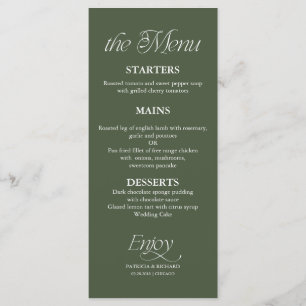 Menu Cardápio de Casamento Verde Floresta Minimalista M