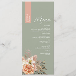 Menu Cardápio de Casamento Verde Salvia com Nome do Con