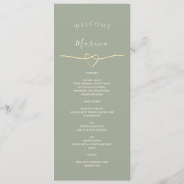 Menu Cardápio de Casamento Verde Salvia com Nome do Con