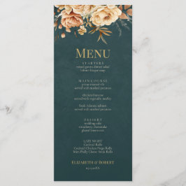 Menu Cardápio de Casamento Verde-Teal de Bruxa da Flore