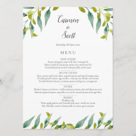 Menu Cardápio de casamento verdejante no jardim campest