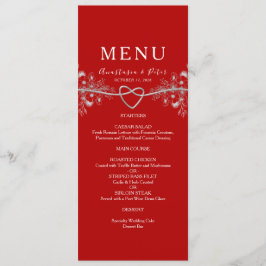 Menu Cardápio de Casamento Vermelho Elegante