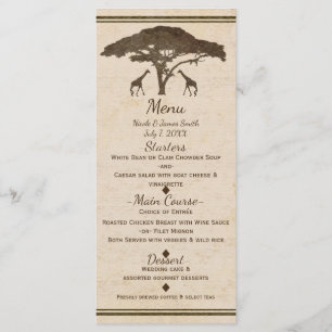 Menu Cardápio de Casamento Vintage Árvore Girafas da Sa