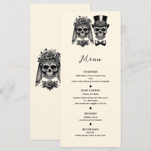 Menu Cardápio de Casamento Vintage Esqueleto Preto e Do