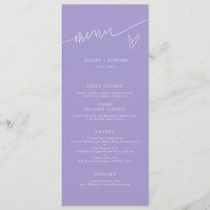 Menu Cardápio de Casamento Violeta de Roteiro Moderno