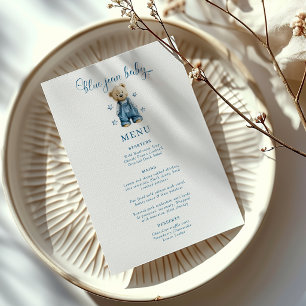Menu Cardápio de Chá de Bebê Blue Jean Baby Denim