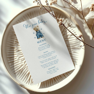Menu Cardápio de Chá de Bebê Blue Jean Baby Denim
