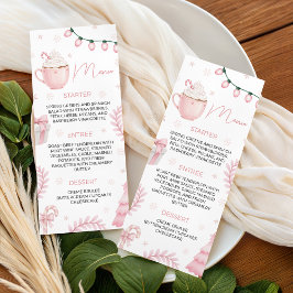 Menu Cardápio de Chá de Bebê de Inverno Rosa