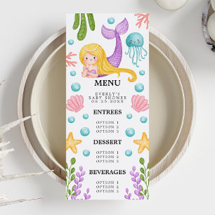 Menu Cardápio de Chá de Bebê do Oceano da Sereia