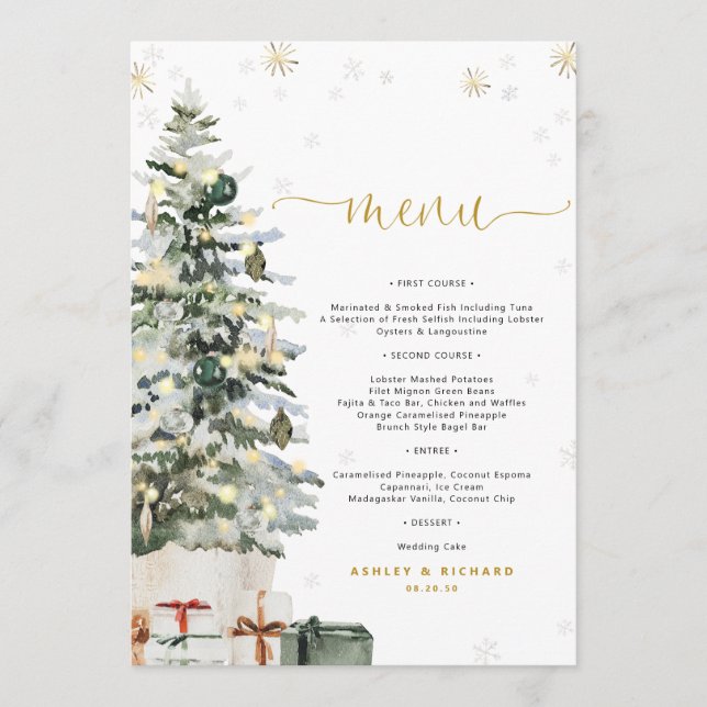 Menu Cardápio de Chá de Bebê em Árvore de Natal (Frente)