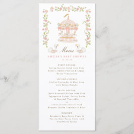 Menu Cardápio de Chá de Bebê Merry-Go-Round Caprichoso