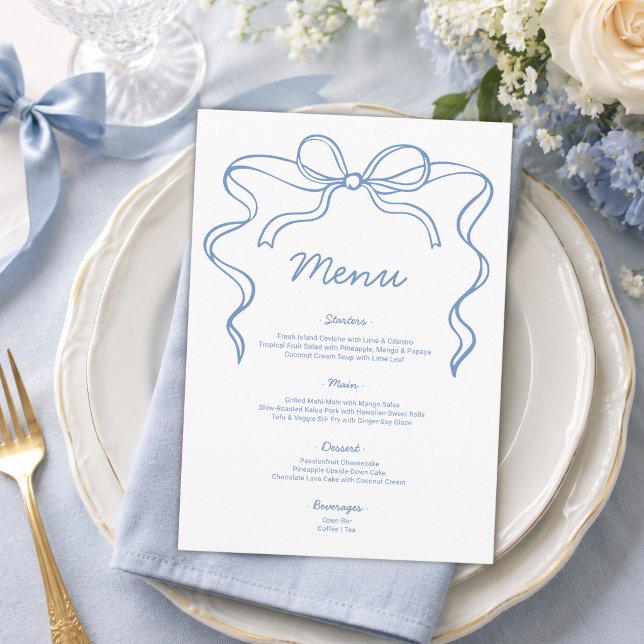 Menu Cardápio de Chá de Noiva Arco Azul Elegante (Criador carregado)