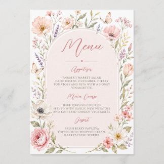 Menu Cardápio de Chá de Noiva Floral