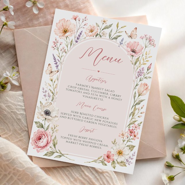 Menu Cardápio de Chá de Noiva Floral (Criador carregado)