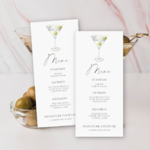 Menu cardápio de chá de noiva Martini