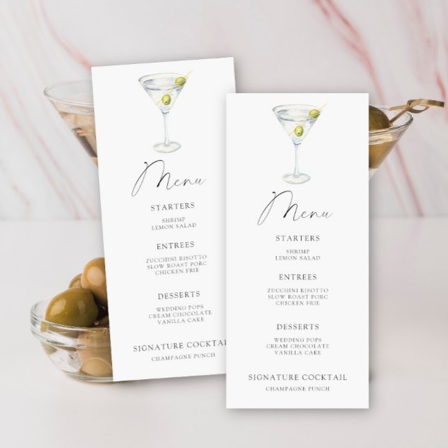 Menu cardápio de chá de noiva Martini (Criador carregado)
