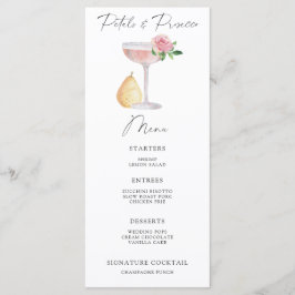 Menu cardápio de chá de panela Pétalas e Prosecco