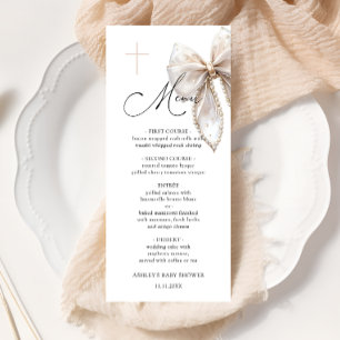 Menu Cardápio de Chás de Bebê de Batismo com Laço Elega