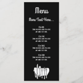 Menu Cardápio de Design de Talheres Preto e Branco 4x9 