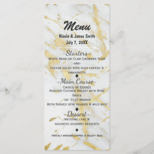 Menu Cardápio de designer glâmore mármore dourado e bra