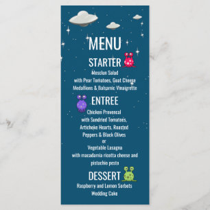Menu Cardápio de Disco Voador de Ficção Científica