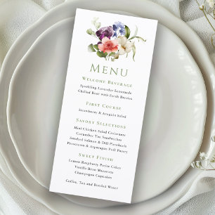 Menu Cardápio de Evento Feminino de Aquarela Floral Ele