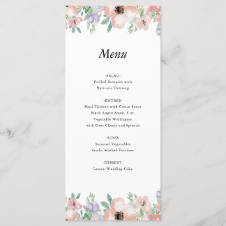 Menu Cardápio de Evento Floral Pastel Elegante
