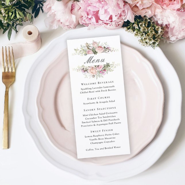 Menu Cardápio de Evento Floral Rosa Feminino (Criador carregado)